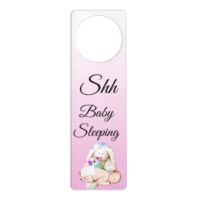 Shh Baby Sleeping Do Not Disturb Sign Door Hanger (Front)