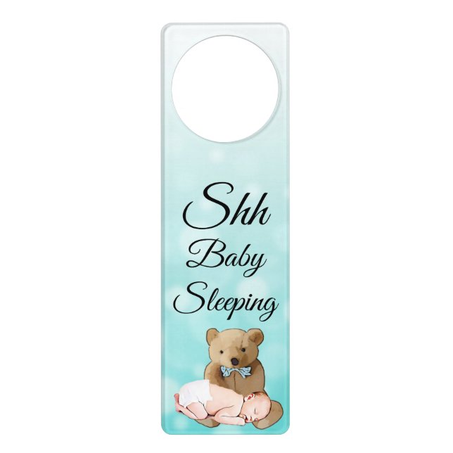 Shh Baby Sleeping Do Not Disturb Sign Door Hanger (Front)