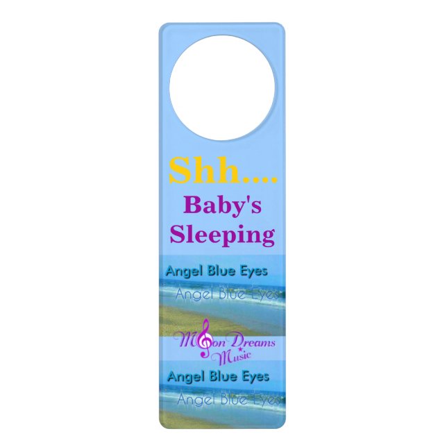 Shh....Baby's Sleeping Angel Blue Eyes Door Hanger (Front)