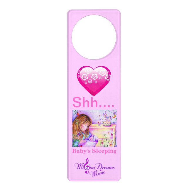 Shh...Baby's Sleeping Heart Door Hanger (Front)
