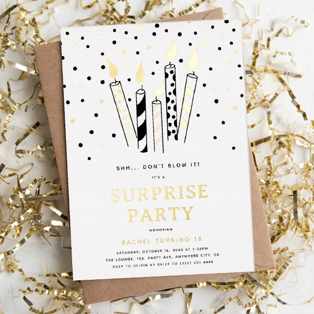Shh... Don't Blow It! Candles Surprise Birthday  Foil Invitation (Creator Uploaded)