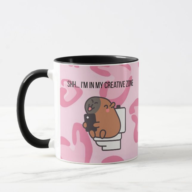 Shh… I’m in My Creative Zone | Funny Capybara Coff Mug (Left)