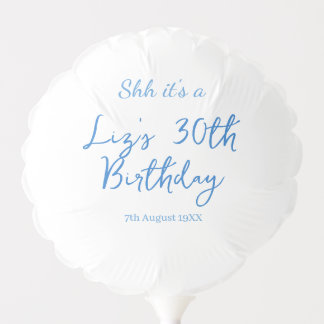 shh its a 30th birthday name date blue simple mini balloon