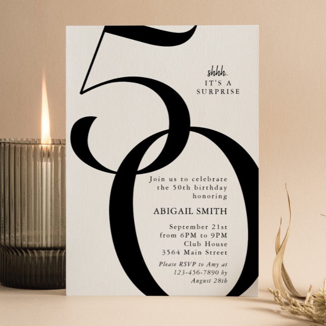 Shh It's a Surprise 50th Birthday Party Invitation (Creator Uploaded)