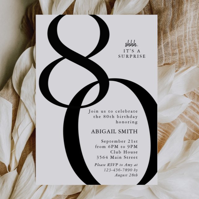 Shh It's a Surprise 80th Birthday Party Invitation (Creator Uploaded)