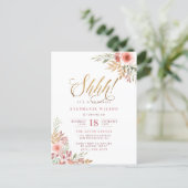 Shh! It's A Surprise | Chic Script Birthday Party Invitation Postcard (Standing Front)