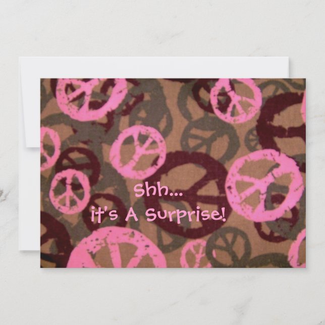 Shh...it's A Surprise!-Invitation-Peace Signs Invitation (Front)