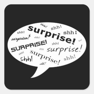 shh it's a surprise party comic bubble square sticker
