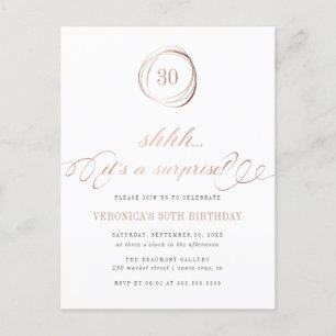 Shh.. It's a Surprise Rose Gold Surprise Party Invitation Postcard