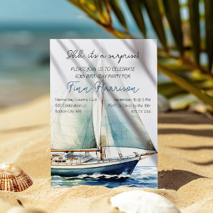 Shh It's A Surprise Sailboat 60th Birthday Party Invitation
