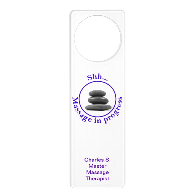 Shh Massage in Progress with Hot Stone Massage Door Hanger (Front)