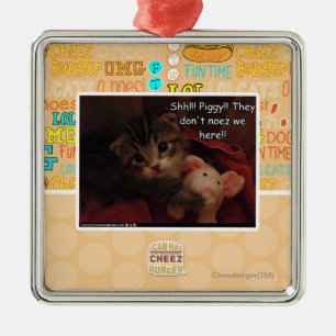 Shh!!! Piggy!! Metal Ornament
