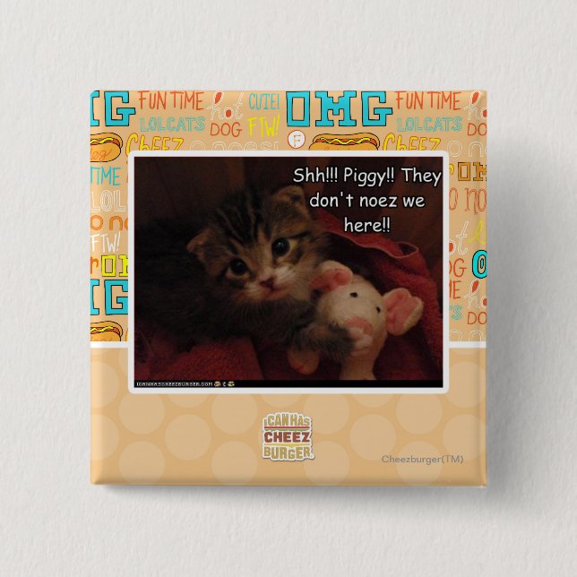 Shh!!! Piggy!! Pinback Button (Front)