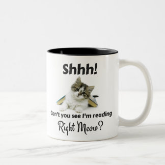 Shh! Reading Right Meow! Two-Tone Coffee Mug