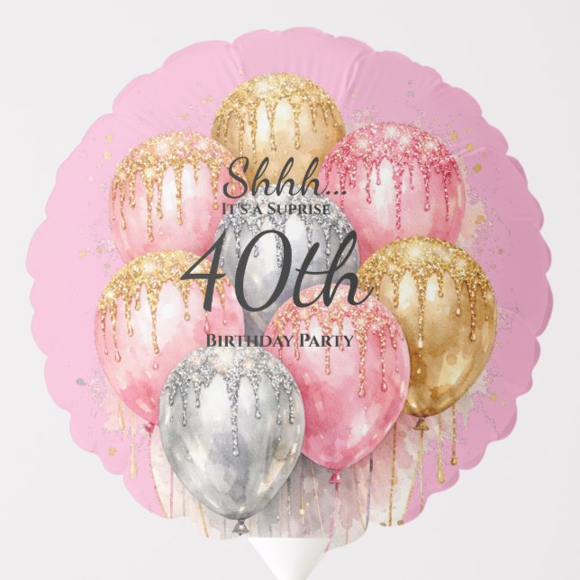 Shh Surprise Birthday Party Balloon (Front)