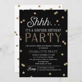 Shh Surprise Birthday Party Faux Glitter Confetti Invitation (Front/Back)