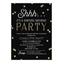 Shh Surprise Birthday Party Faux Glitter Confetti Invitation Shh Surprise Birthday Party Faux Glitter Confetti Invitation