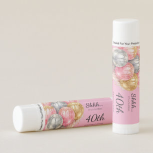 Shh Surprise Birthday Party Favor Lip Balm