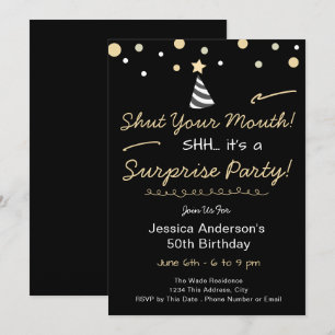 Shh Surprise Birthday Party Invitation