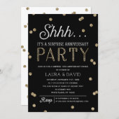 Shh Surprise Glitter Confetti Anniversary Party Invitation (Front/Back)