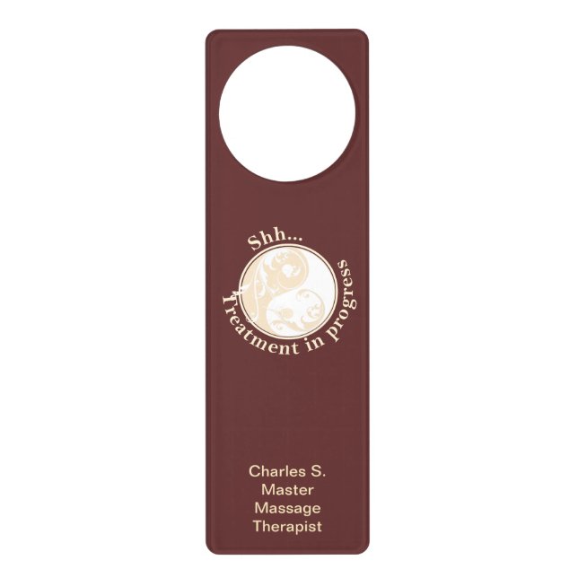 Shh Treatment in Progress, Scrolling Yin and Yang Door Hanger (Front)