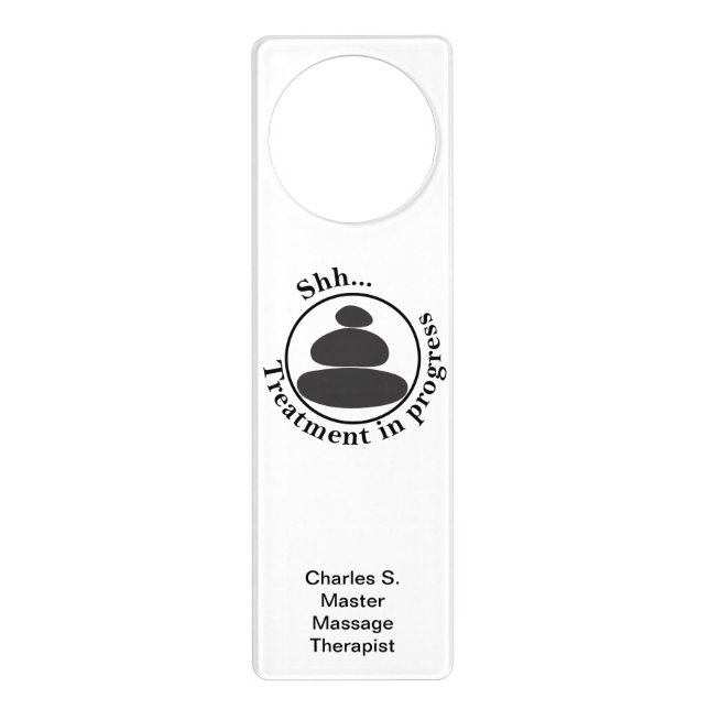 Shh Treatment in Progress with Hot Stone Massage Door Hanger (Front)