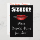 SHH! ZIP your lip surprise party invite (Front/Back)