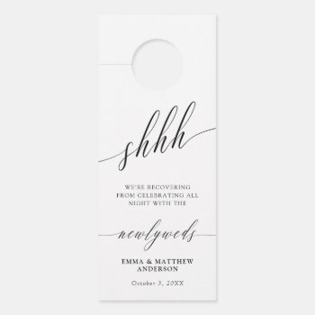 Shhh Delicate Calligraphy Do Not Disturb Wedding Door Hanger by Paperpaperpaper at Zazzle