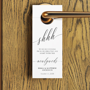 Shhh Delicate Calligraphy Do Not Disturb Wedding Door Hanger