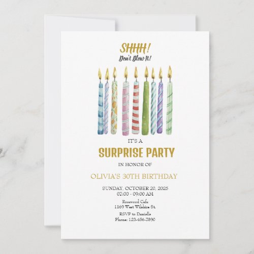 SHHH Dont Blow It Birthday  Invitation