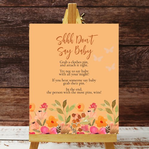 Shhh dont say baby peach pink garden blooms poster