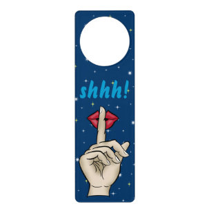 shhh finger lips do not disturb shush door hanger