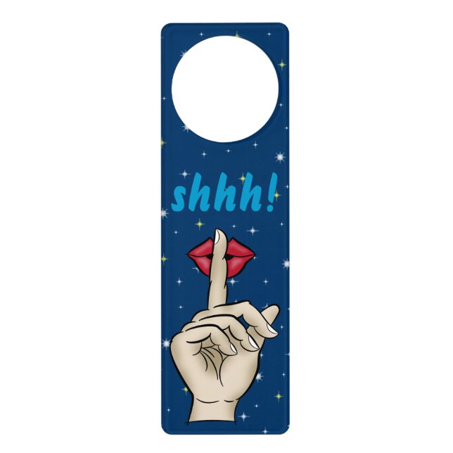 shhh finger lips do not disturb shush door hanger (Front)