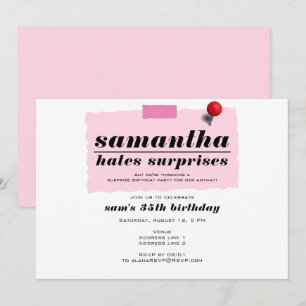 Shhh! Hates Surprises Modern Funny Birthday Party Invitation