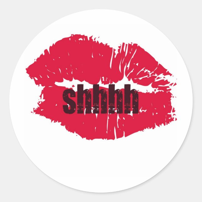 SHHH HOT LIPS PRINT CLASSIC ROUND STICKER (Front)