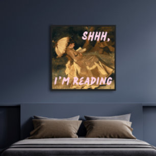 Shhh Im Reading Wall Art Dorm Room Decor Retro
