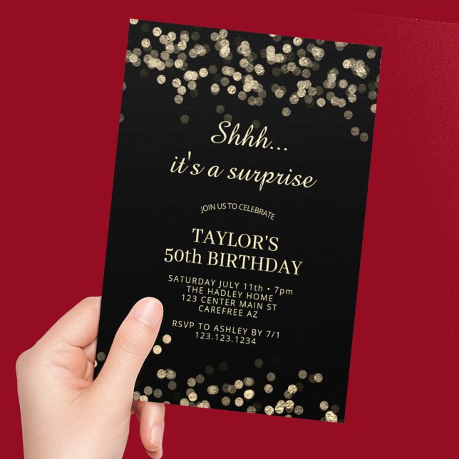 Shhh It's A Surprise 50th Birthday Invitation (Creator Uploaded)