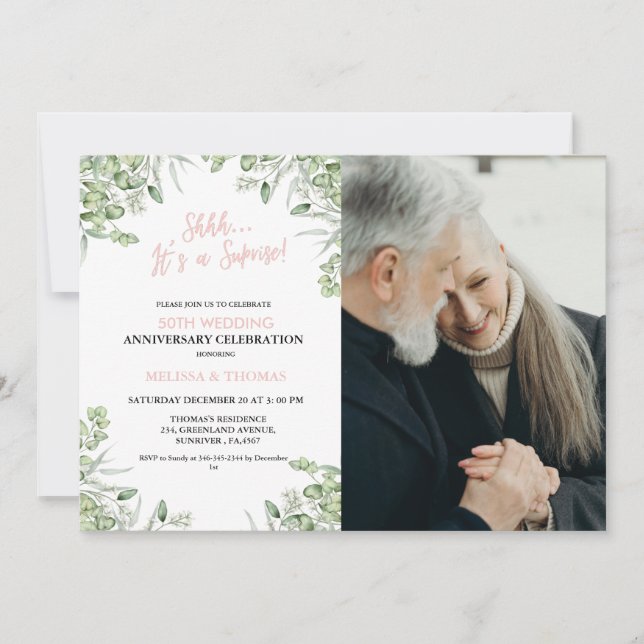 Shhh It's a surprise 50th Wedding Anniversary  Invitation (Front)