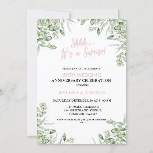 Shhh Its a surprise 50th Wedding Anniversary  Invitation