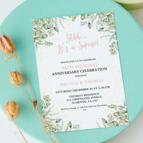 Shhh Its a surprise 50th Wedding Anniversary  Invitation