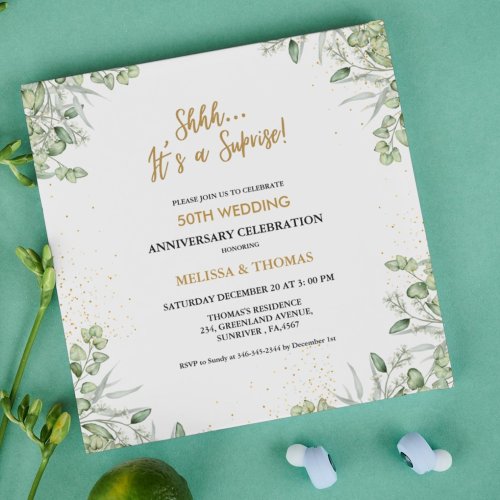 Shhh Its a surprise 50th Wedding Anniversary Invitation