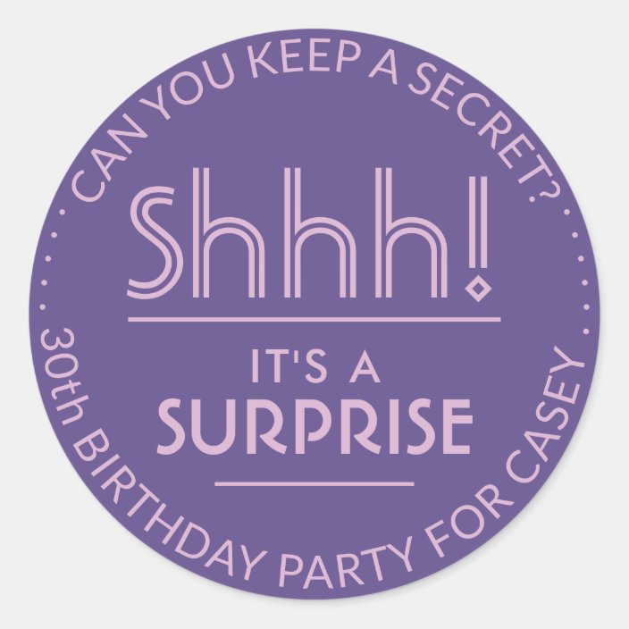 30 SHH IT/'S A SURPRISE PARTY ENVELOPE SEALS LABELS PARTY FAVORS STICKERS 1.5/"