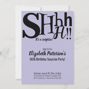 Shhh It's a Surprise Birthday Party Adult Purple Invitation