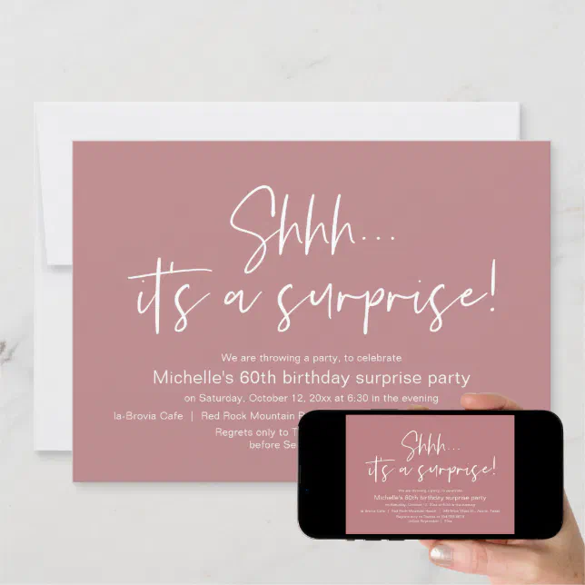 Shhh, It's A Surprise Birthday Party Celebration Invitation | Zazzle