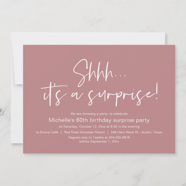 Shhh, It's a Surprise Birthday Party Celebration Invitation (Front)