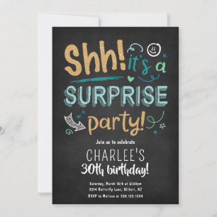 Shhh It's A Surprise Birthday Party Invitation