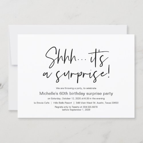 Shhh Its a Surprise Birthday Party Invitation