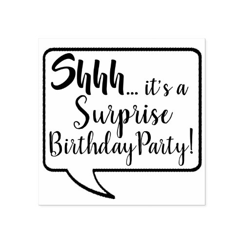 Shhh Its a Surprise Birthday Party talk bubble Rubber Stamp