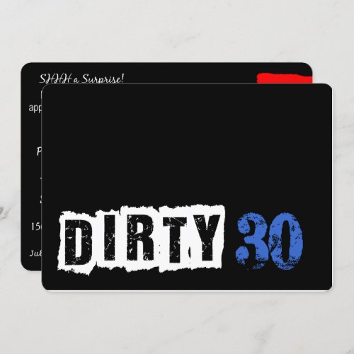 SHHH Its A Surprise Dirty 30th Birthday Party Invitation