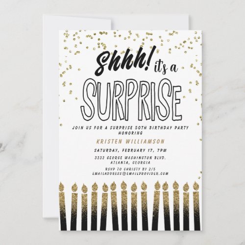 Shhh! It's a Surprise Fun 50th Birthday Candle 